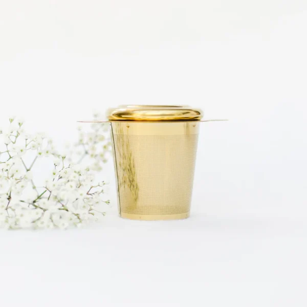 Gold stainless steel tea strainer